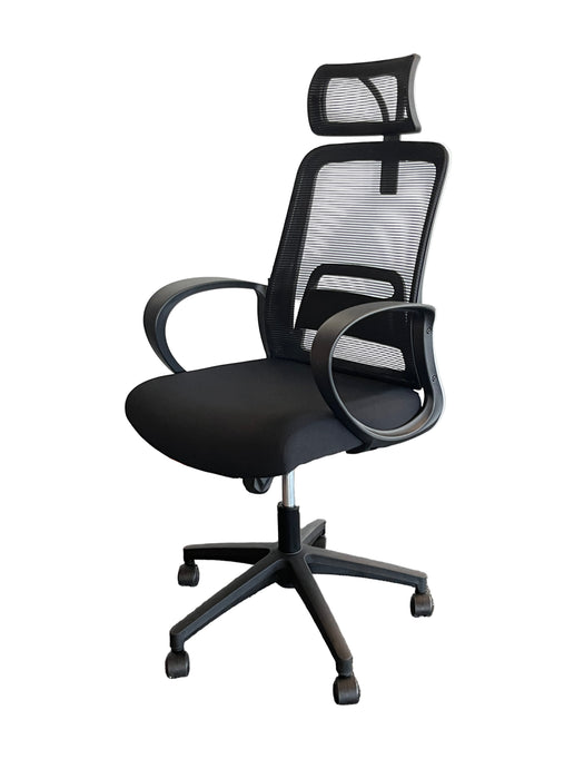 HT-415A HIGHBACK OFFICE CHAIR (BLACK FABRIC) 120KG STEL