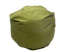 Green bean bag chair on a white draped surface
