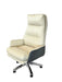 White office chair with black armrests on a white background
