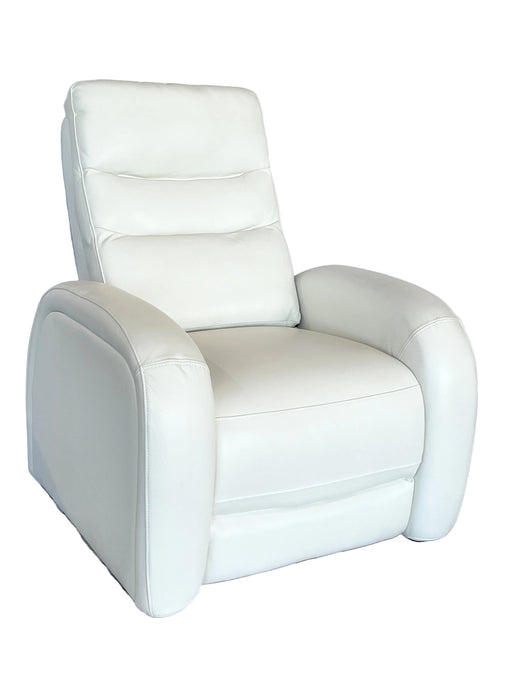 White leather recliner with armrest on a white background