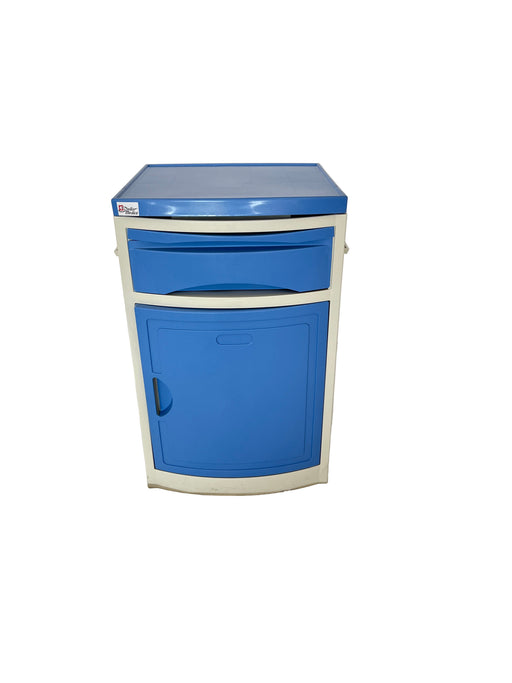 Blue and white cabinet on a white background