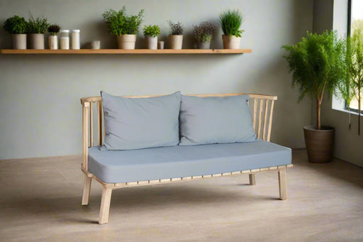 SOLARIS LOVE SEAT NATURAL TEAK W/DARK GREY CUSHION MEDLEY HALLMARK