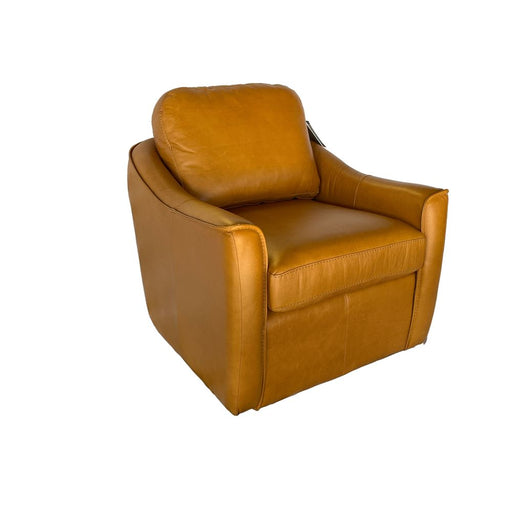 Brown leather armchair on a white background