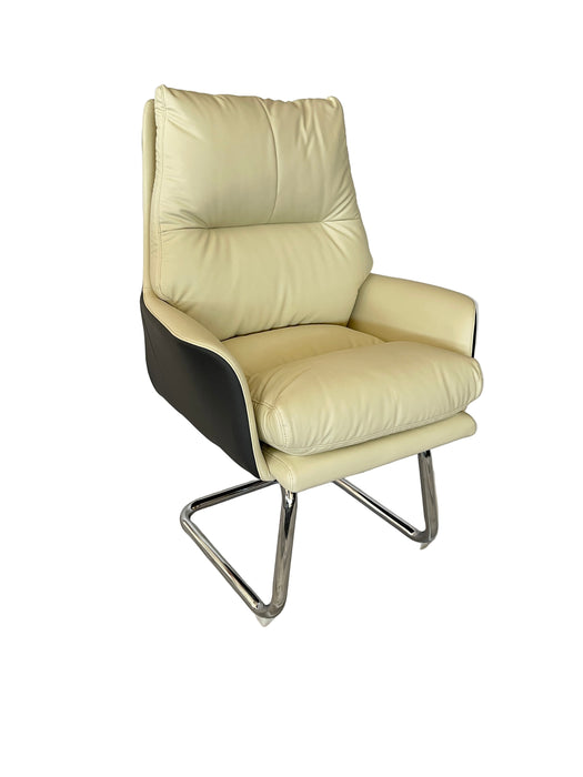 SP-418D VISITORS CHAIR (BEIGE/GREY PU -120KG) STEL