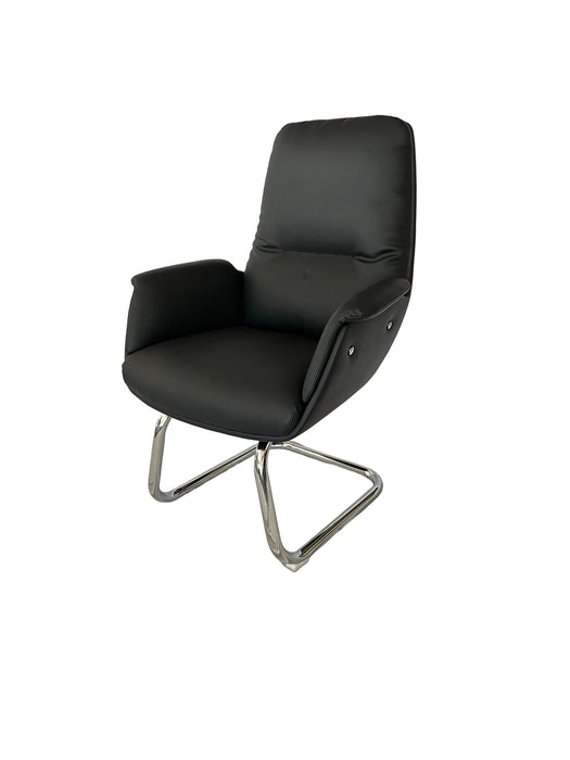 SP-416D VISITORS CHAIR (BLACK PU - 120KG) STEL