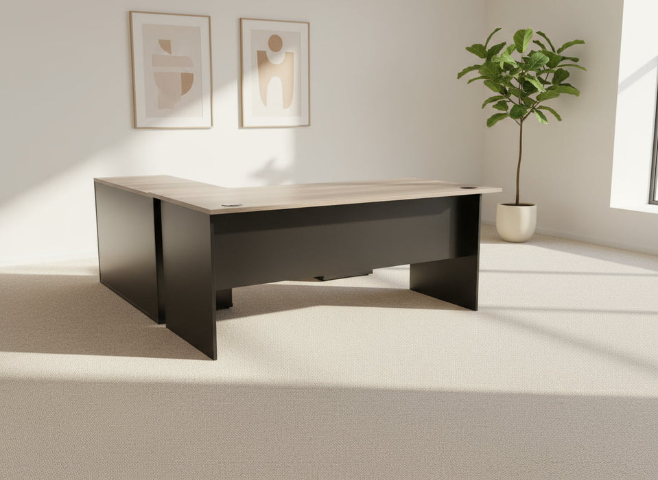 MANAGERIAL PANEL DESK WITH PEDENZA (1.8M) - MONUMENT OAK/BLA DESK