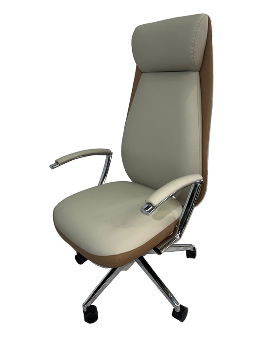 SP-415A HIGHBACK REV CHAIR (BROWN/BEIGE PU - 130KG) STEL