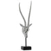 SILVER ANTELOPE HEAD ON PLINTH 78CM TRAN