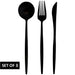 KNIFE, FORK, SPOON SET/3 BLACK PVD TRAN