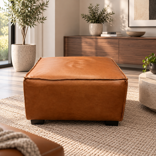 KORIKA OTTOMAN BUTTERSCOTCH FULL LEATHER LOCA