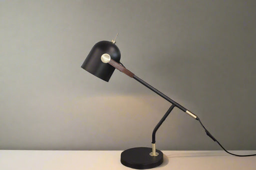 LEATHER BOUND ANGLE DESK LAMP NOLDEN BROTHERS WOODEN