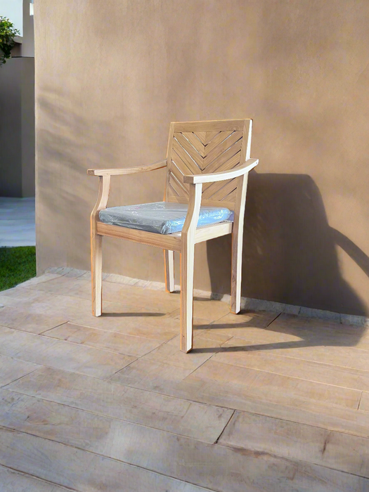 LUMINA SIDE CHAIR NATURAL TEAK W/DARK GREY CUSHION MEDL