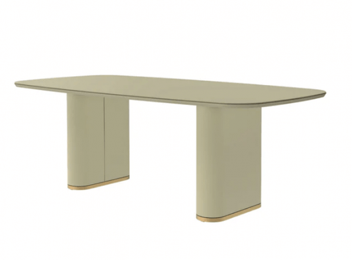 LINTZ 2.1 DINING TABLE OFF WHITE/CHAMPAGNE W/GLASS TOP PROV