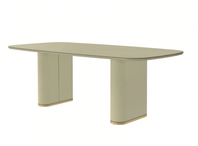 LINTZ 2.1 DINING TABLE OFF WHITE/CHAMPAGNE W/GLASS TOP PROV