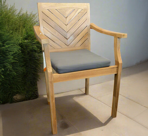 LUMINA ARM CHAIR NATURAL TEAK W/DARK GREY CUSHION MEDL
