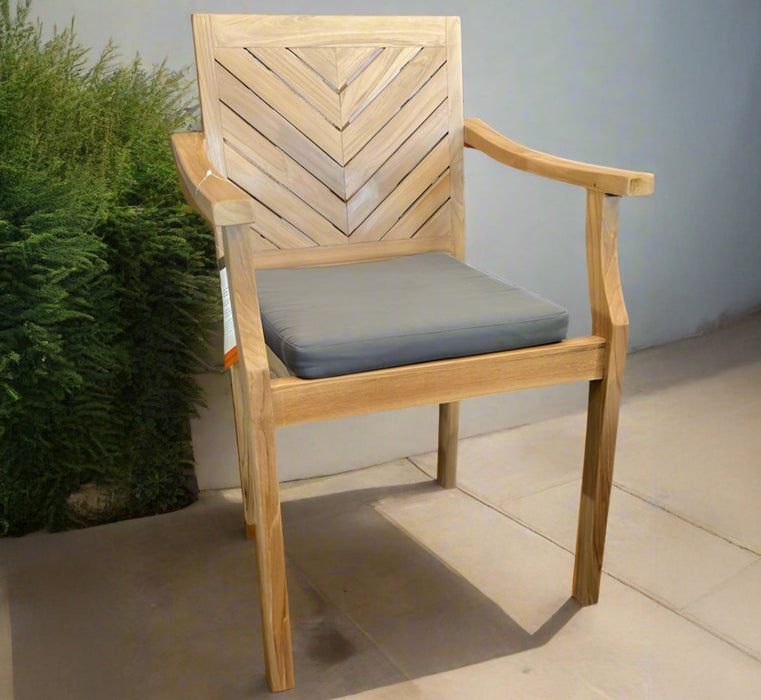 LUMINA ARM CHAIR NATURAL TEAK W/DARK GREY CUSHION MEDL