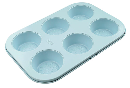TASTY 6 CUPS MUFFIN PAN WITH SPRINKLE PATTERN PRESTIGE QUALITY HOUSE