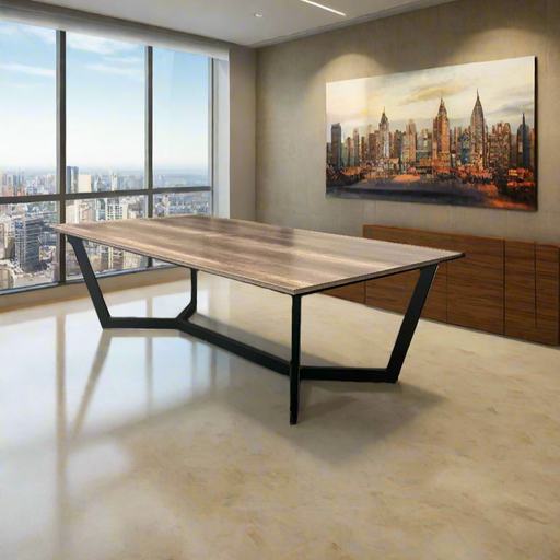 MALTA BOARDROOM TABLE (MONUMENT OAK TOP & BLACK FRAME) 2.4M DESK