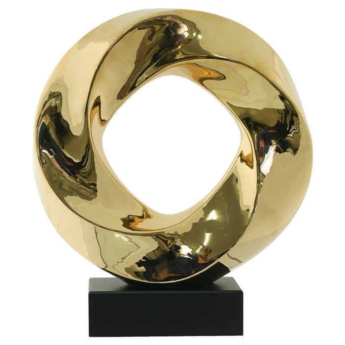 GOLD SCULPTURE BLACK BASE 36CM TRAN