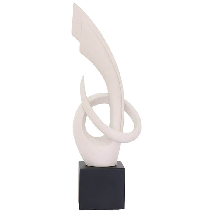 SCULPTURE WHITE BLACK BASE 52CM TRAN