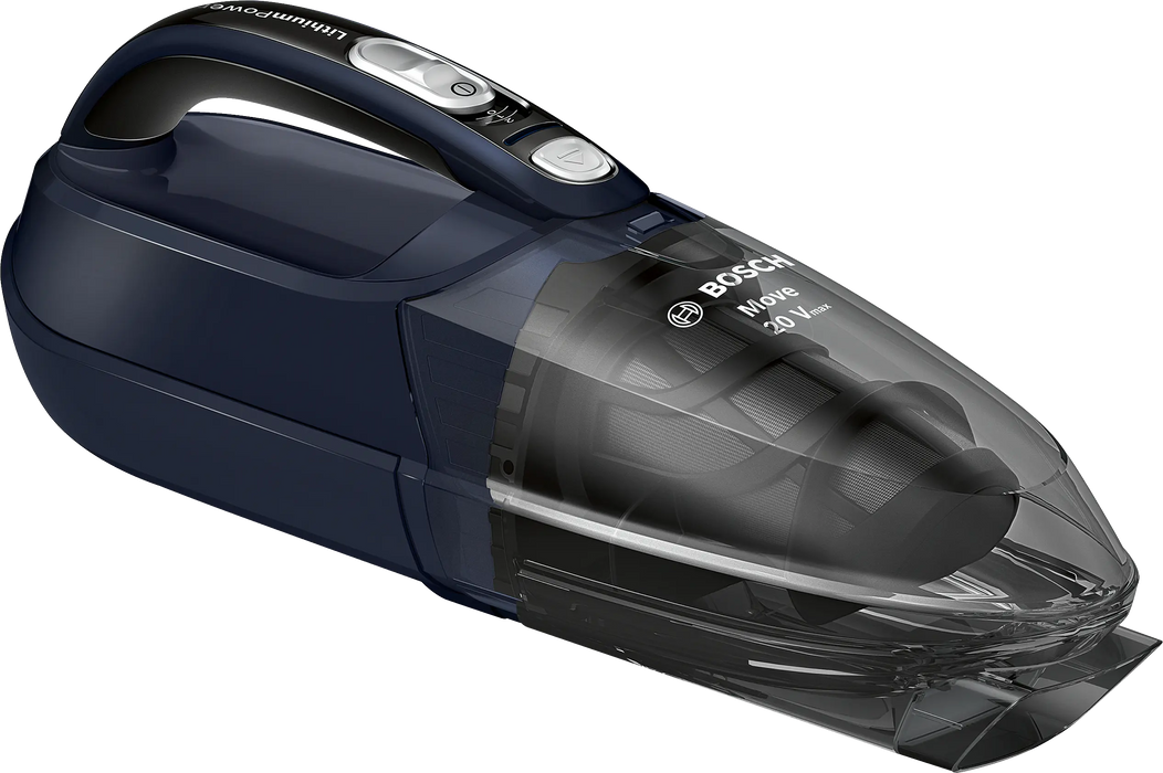 Handheld vacuum cleaner with Bosch branding on a white background