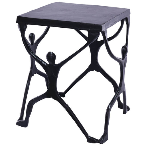 SILHOUETTE TABLE 44X44X45CM BLACK TRANS NATAL CUT GLASS