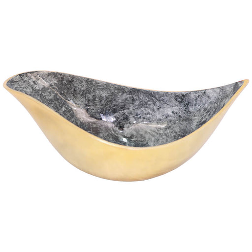 GOLD BIRD BOWL WITH GREY MARBLE TRAN