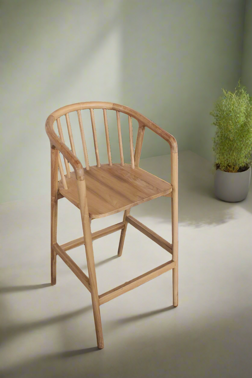 MEDLEY BAR CHAIR NATURAL TEAK W/GREY CUSHION MEDLEY HALLMARK