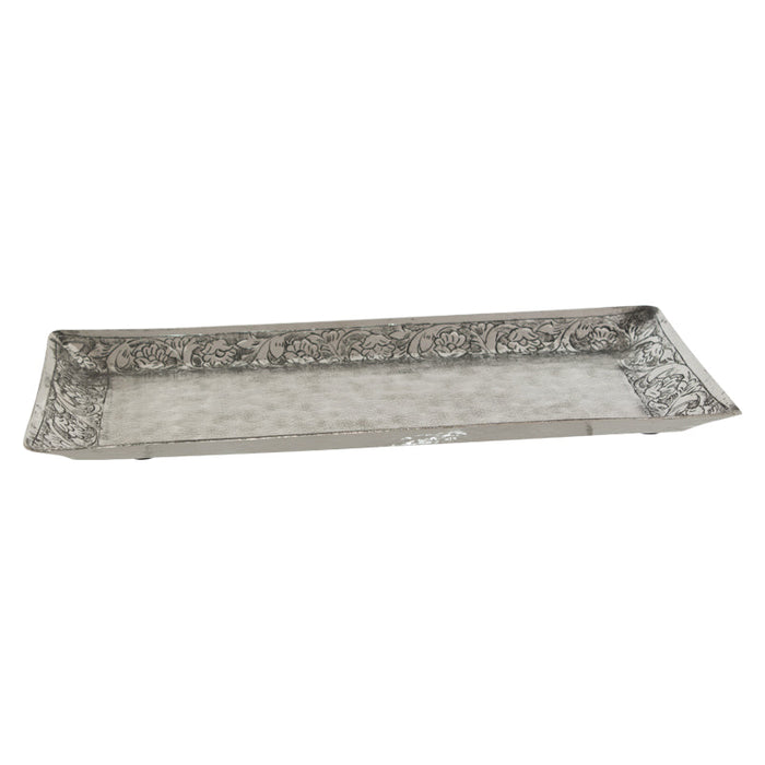 MOROCCAN RECT PLATE SILVER 40X20C TRAN