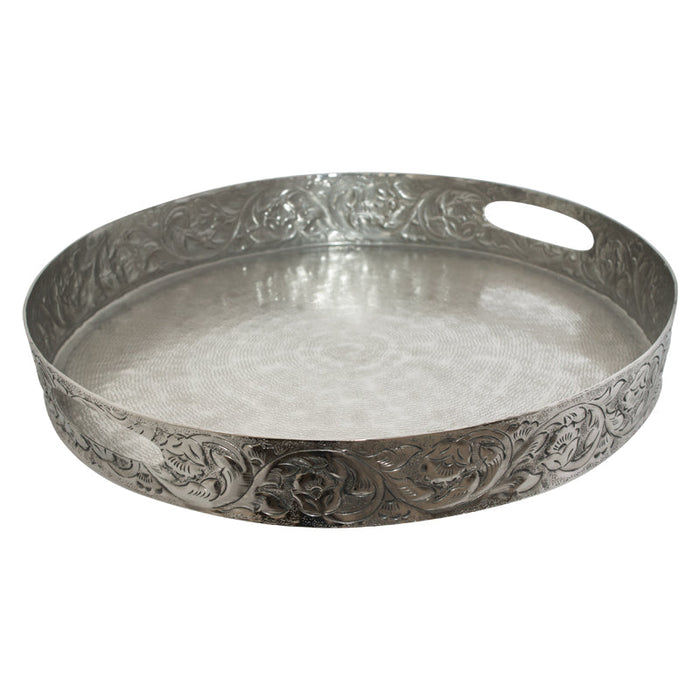 MOROCCAN SILVER COLLAR TRAY 40CM DIA TRAN