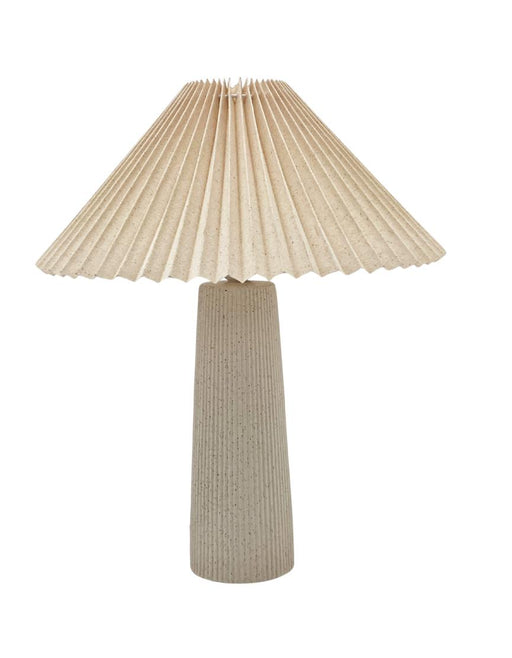 MEMPHIS LAMP W/PLEATED SHADE NOLDEN BROTHERS WOODEN