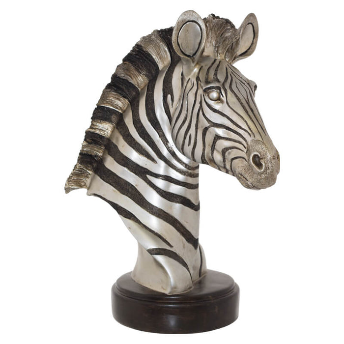 ZEBRA HEAD ON PLINTH 46CM TRAN