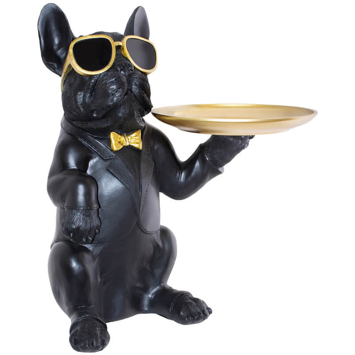 bulldog with tray ornament decor