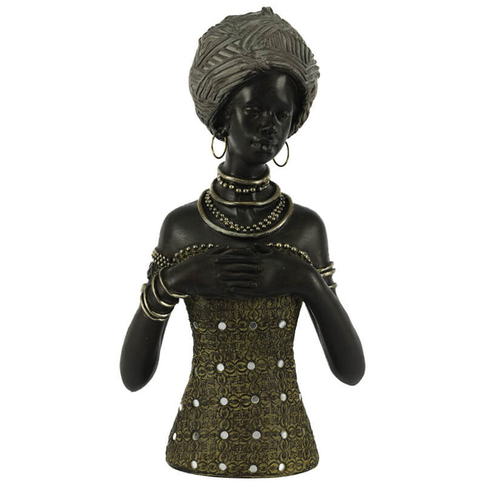 AFRICAN LADY 33CM ARMS ON CHEST  TRAN