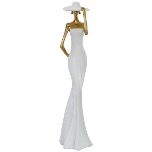 LADY WHITE DRESS HAND ON HAT 39CM TRAN