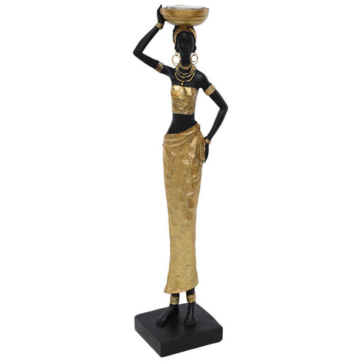 AFRICAN LADY BASKET ON HEAD 37CM TRAN