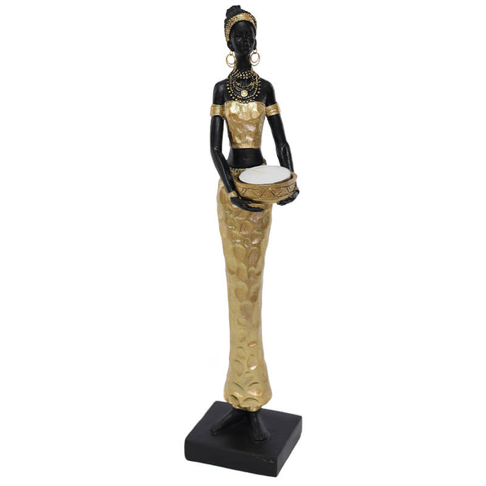 AFRICAN LADY BASKET ON HIP 37CM TRAN