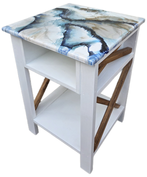 NIGHTSTAND W/MARBLE RESIN TOP MOONSTONE STUDIO DI