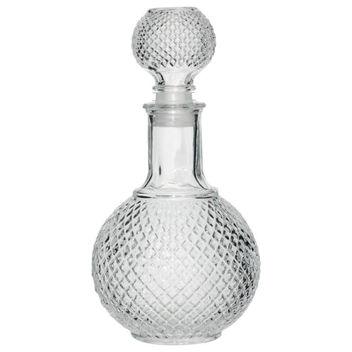 BELLY DECANTER&STOPPER 25CM 950ML TRANS NATAL CUT GLASS