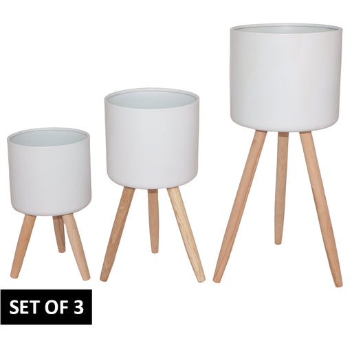 CHAD WHITE PLANT STAND SET/3 TRAN