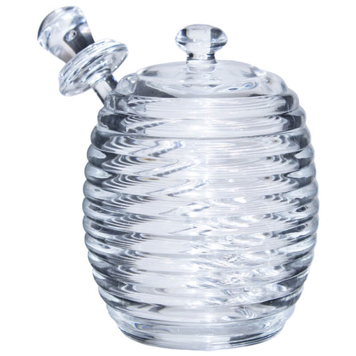 HONEY POT WITH LID 226ML TRANS NATAL CUT GLASS