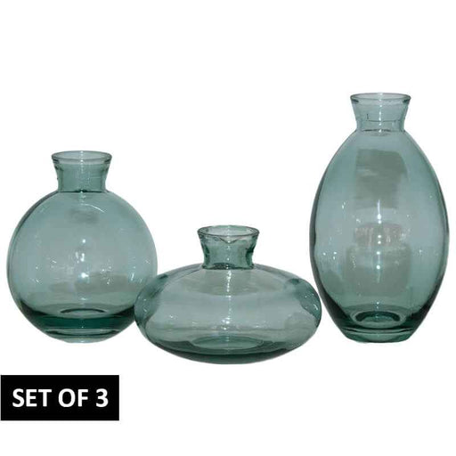 BUD VASE GREEN SET/3 12/9/6CM