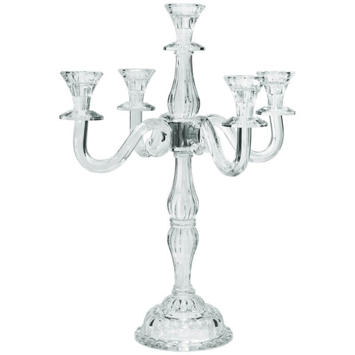 TEMPO 5 ARM CRYSTAL CANDELABRA 50CM TRAN