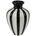 BLACK/WHITE STRIPE VASE 28CM TRAN