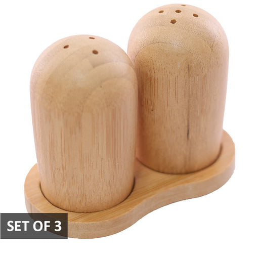 BAMBOO SALT/PEPPER SHAKER SET OF 2 TRANS NATAL CUT GLASS