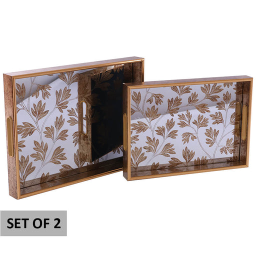 GOLD LEAVES 40X30/35X25 S/2 TRAN