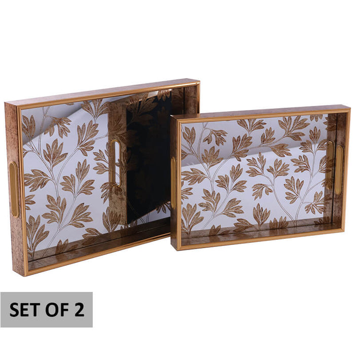 GOLD LEAVES 40X30/35X25 S/2 TRAN