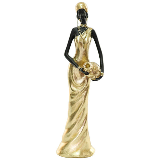AFRICAN LADY WITH VASE ON HIP 30CM TRANS NATAL CUT GLASS