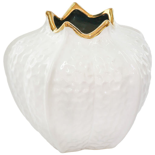 GOLD/WHITE POMEGRANATE VASE 18CM TRAN