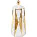 GOLD/WHITE ARROW JAR/LID 39CM TRAN